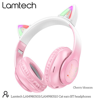 LAMTECH BT5.3 KIDS HEADPHONES CHERRY BLOSSOM KITTY CAT