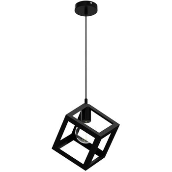 VenCore - CubeLight Black - Μοντέρνο Κρεμαστό Μονόφωτο Φωτιστικό E27 Industrial Μεταλλικό Μαύρο Κύβος - Μ25 x Π25 x Υ25cm
