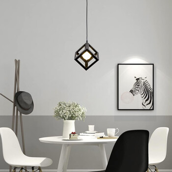 VenCore - CubeLight Black - Μοντέρνο Κρεμαστό Μονόφωτο Φωτιστικό E27 Industrial Μεταλλικό Μαύρο Κύβος - Μ25 x Π25 x Υ25cm