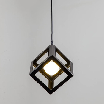 VenCore - CubeLight Black - Μοντέρνο Κρεμαστό Μονόφωτο Φωτιστικό E27 Industrial Μεταλλικό Μαύρο Κύβος - Μ25 x Π25 x Υ25cm