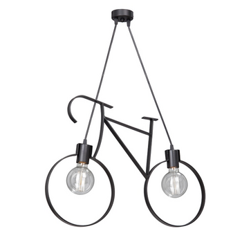 VenCore - Bike Light - Κρεμαστό Δίφωτο Φωτιστικό E27 Industrial Μέταλλο Μαύρο Μοντέρνο Design - Μ67 x Π3.5 x Υ41cm