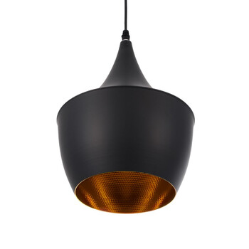 VenCore - Zeno Black Drop - Κρεμαστό Μονόφωτο E27 Μοντέρνο Μέταλλο Μαύρο Καμπάνα - Μ24 x Π24 x Υ30cm