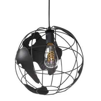VenCore - Atlas Sphere - Κρεμαστό E27 Industrial Μέταλλο Μαύρο Πλέγμα - Μ30 x Π30 x Υ30cm