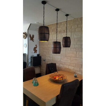VenCore - Barrel Light - Κρεμαστό Μονόφωτο E27 Vintage Ξύλο Καφέ Βαρέλι - Μ22 x Π22 x Υ29cm