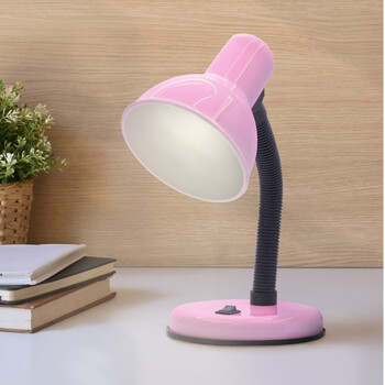 VenCore - Flexi Desk Pink - Επιτραπέζιο Μονόφωτο E27 Μοντέρνο Μέταλλο Ροζ Καμπάνα - Μ12 x Π12 x Υ32cm