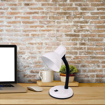 VenCore - Flexi Desk White - Επιτραπέζιο Μονόφωτο E27 Μοντέρνο Μέταλλο Λευκό Καμπάνα - Μ12 x Π12 x Υ32cm