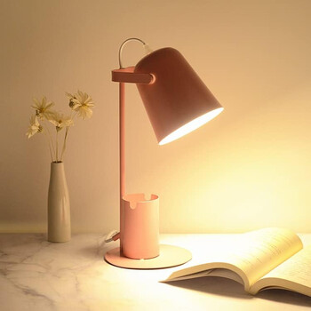 VenCore - Focus Desk Pink - Επιτραπέζιο Μονόφωτο E27 Μοντέρνο Μέταλλο Ροζ Καμπάνα - Μ12 x Π15 x Υ38cm