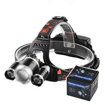 VenCore - Explorer Beam - Φακός Κεφαλής Τρίφωτος LED Επαναφορτιζόμενος Μαύρος Πλαστικό - Μεταλλικό Ρυθμιζόμενος με 2 x 18650 Μπαταρίες - Ψυχρό Λευκό 6000K