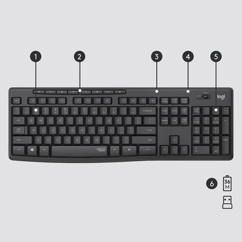 Logitech - Logitech MK295 - Ασύρματο Σετ Πληκτρολόγιο & Ποντίκι USB - Αγγλικό US - Μαύρο