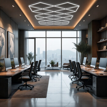VenCore - LumenWeave - Διακοσμητικό LED Φωτιστικό Πάνελ Οροφής Πολυγωνικού Σχεδιασμού με Εσωτερικά Μοτίβα - 602W 110-240V - Μ482.8 x Π279.6 x Υ2.5cm - Ψυχρό Λευκό 6500K