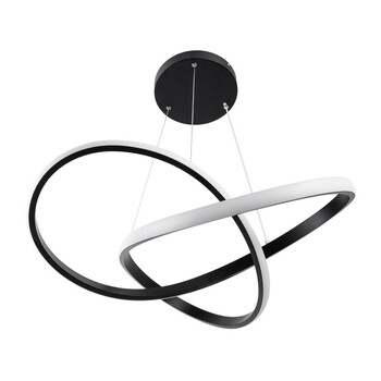 VenCore - Infinity Lume - Μοντέρνο Κρεμαστό Φωτιστικό Οροφής LED 72W Μαύρο Αλουμίνιο Φ56cm με Ρυθμιζόμενο CCT Λευκό - Ημέρας - Θερμό & Χειριστήριο