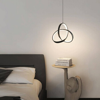VenCore - Trinity Lume – Μοντέρνο Κρεμαστό Φωτιστικό Οροφής LED 15W Μαύρο Αλουμίνιο Φ22cm με Ρυθμιζόμενο CCT Λευκό - Ημέρας - Θερμό - Χειρισμός CCT μέσω Διακόπτη On-Off