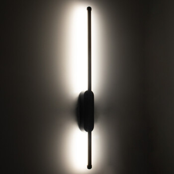 VenCore - Linear Duo Lume Wide Base - Μοντέρνο Επιτοίχιο Δίφωτο LED 9W Μαύρο Αλουμίνιο με Ρυθμιζόμενο CCT Λευκό - Ημέρας - Θερμό - Χειρισμός CCT μέσω Διακόπτη On-Off