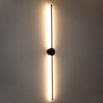 VenCore - Linear Lume Duo Lume Round Base – Μοντέρνο Επιτοίχιο Δίφωτο LED 18W Μαύρο Αλουμίνιο με Ρυθμιζόμενο CCT Λευκό - Ημέρας - Θερμό - Χειρισμός CCT μέσω Διακόπτη On-Off