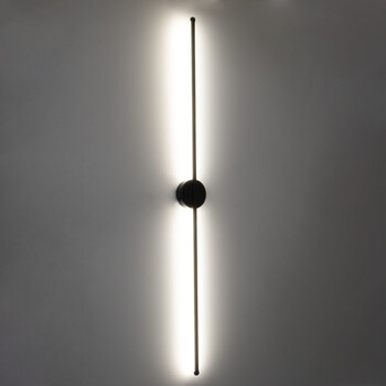VenCore - Linear Lume Duo Lume Round Base – Μοντέρνο Επιτοίχιο Δίφωτο LED 18W Μαύρο Αλουμίνιο με Ρυθμιζόμενο CCT Λευκό - Ημέρας - Θερμό - Χειρισμός CCT μέσω Διακόπτη On-Off