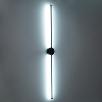 VenCore - Linear Lume Duo Lume Round Base – Μοντέρνο Επιτοίχιο Δίφωτο LED 18W Μαύρο Αλουμίνιο με Ρυθμιζόμενο CCT Λευκό - Ημέρας - Θερμό - Χειρισμός CCT μέσω Διακόπτη On-Off