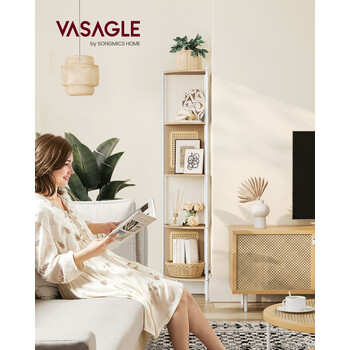 Ραφιέρα Γωνίας 5 Επιπέδων VASAGLE με Ρατάν Πλαϊνά, 61.4 εκ., Δρυς Μπεζ&nbsp