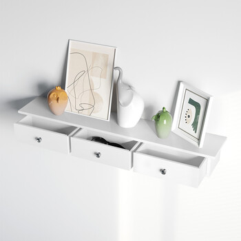 SONGMICS Επιτοίχιο Ράφι με 3 Συρτάρια 80 x 15 x 10 cm – Λευκό LWS085W01