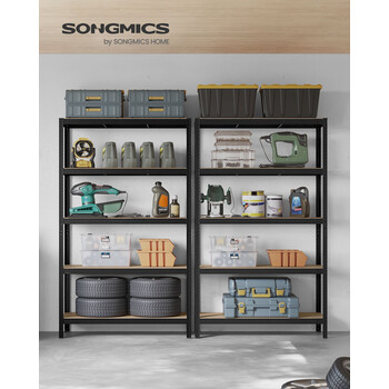 SONGMICS Βαρέως Τύπου Ραφιέρα 5 Επιπέδων από Ατσάλι, Μαύρο, 60 x 120 x 200 εκ., GLR060B01 