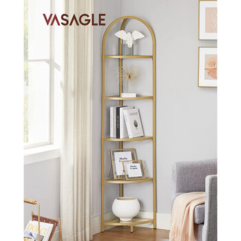 VASAGLE 5 Επιπέδων Γωνιακή Ραφιέρα, Χρυσή  28 x 28 x 158 cm VASAGLE LGT810A01