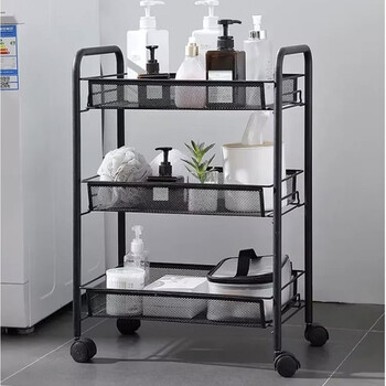 Τροχήλατη Μεταλλική Ραφιέρα 65 x 25 x 44 x cm Μαύρο Ruhhy 24749