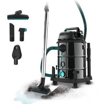 CECOTEC  Σκούπα Conga Rockstar Wet & Dry Steel Pro για Στερεά και Υγρά, Μεταλλική, 30L, 1600W, με Πρίζα Εργαλείων και Αξεσουάρ Καθαρισμού  CEC-08572