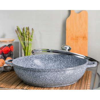 Σετ Κατσαρόλες Wok με Μαρμάρινη Επίστρωση 2 τεμάχια 28-32 cm Γκρι ZL-8609 ZILNER