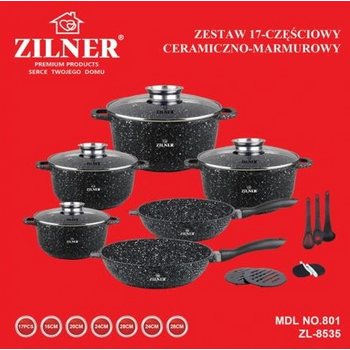 Σετ Μαγειρικά Σκεύη  17 τεμάχια Μαύρο ZL-8535 ZILNER