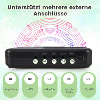 Costway  Φορητό Ψηφιακό Πιάνο 88 Πλήκτρων με Bluetooth & MIDI Υποστήριξη MU10097DE-DK