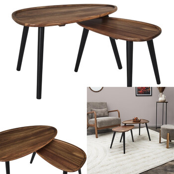 Σετ 2 Ξύλινα Τραπεζάκια Acacia Triangle Nesting 60 x 40 x 39 cm  50 x 31 cm HD0291 Home Deco Factory