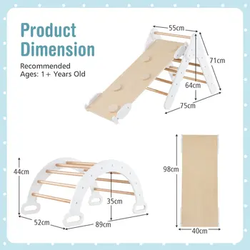 Σετ 3 Παιχνίδια Αναρρίχησης 98 x 40 cm- Λευκό TS10167HS Costway