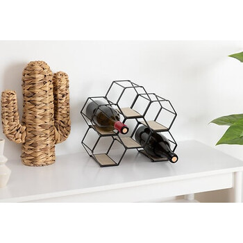 Μεταλλική Ραφιέρα Κρασιών 6 Θέσεων 26 x 15 x 29,5 cm Μαύρο 173416 Atmosphera