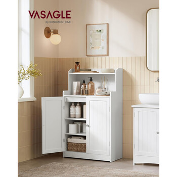 VASAGLE Ντουλάπι Μπάνιου 60x30x110cm με Ρυθμιζόμενα Ράφια και Ασφαλή Στήριξη BBC770W01