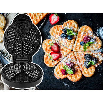 Verk Group Ισχυρή Συσκευή Παρασκευής Βάφλας 1000W για 5 Αφράτες Καρδιές Βάφλας 5907451363386
