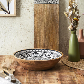 Μπολ από Ξύλο Μάνγκο Dune Μαύρο – 33cm KA0571 Home Deco Factory
