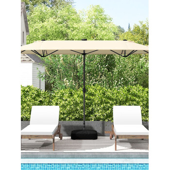 Costway Ομπρέλα Κήπου Μπεζ-Καφέ 400 x 240 εκ. NP12264BE
