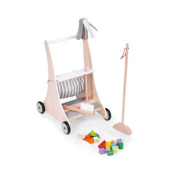 ECOTOYS Ξύλινο σετ καροτσιού καθαρισμού W10D200B