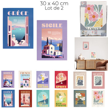 Home Deco Factory Σετ 2 Διακοσμητικών Αφισών 30 x 40 εκ. με Τυχαία Επιλογή Μοντέλου HD7469