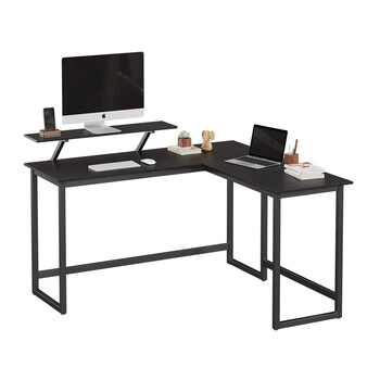 Γωνιακό Μεταλλικό Γραφείο 140 x 130 x 76 / 91.5 cm Χρώματος Μαύρο VASAGLE LWD56BK