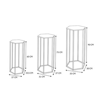 Σετ Μεταλλικές Ανθοστήλες 35 x 30 x 90 cm 3 τμχ Home Deco Factory HD6220