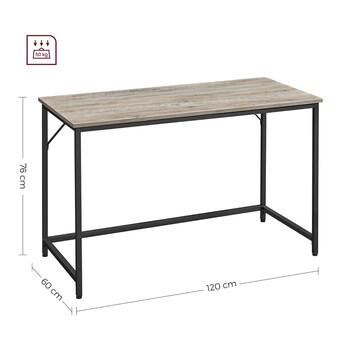 Μεταλλικό Γραφείο 120 x 60 x 75 cm Χρώματος Γκρι VASAGLE LWD039B56