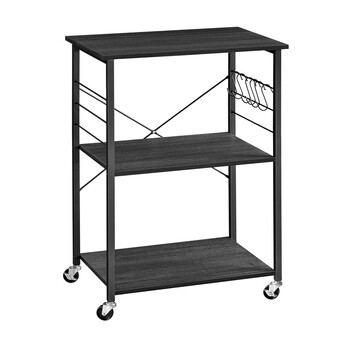 Μεταλλικό Τρόλεϊ Κουζίνας με 3 Ράφια 60 x 40 x 89 cm Χρώματος Μαύρο VASAGLE KKS060B42