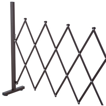 Outsunny Scissor Gate Fence Extendable Scissor Barrier 35-300cm Κήπος Αλουμίνιο καφέ H103,5cm 844-138