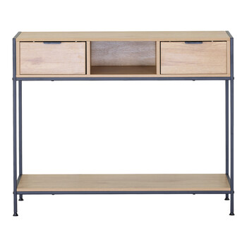 Κονσόλα Regando pakoworld σε oak απόχρωση με μαύρο μέταλλο 100x35x80εκ