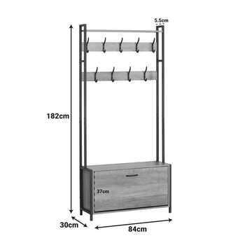 Έπιπλο εισόδου Ventoria pakoworld σε oak απόχρωση με μαύρο μέταλλο 84x30x182εκ
