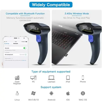 NETUM 3IN1 2D BT/2.4G/WIRED BARCODE SCANNER SUPPORT IOS/ANDROID