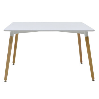Τραπέζι Natali pakoworld MDF λευκό-πόδια φυσικό 120x80x76εκ