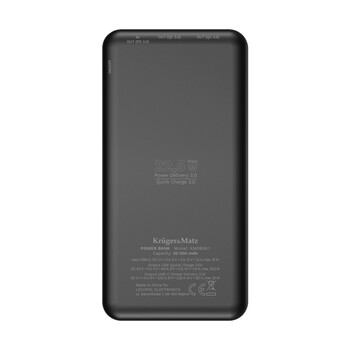 KM0906.1 . PowerBank 20000mAh Li-pol με λειτουργία QC και PD Kruger&Matz