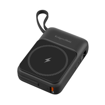 KM0913-B . Powerbank 10000mAh wireless με USB/USB-C/Lightning Mag Safe Kruger&Matz μαύρο