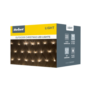 ZAR0547 . Χριστουγεννιάτικα LED 160x εξωτερικού/εσωτερικού χώρου 2x1.5m IP44 Rebel